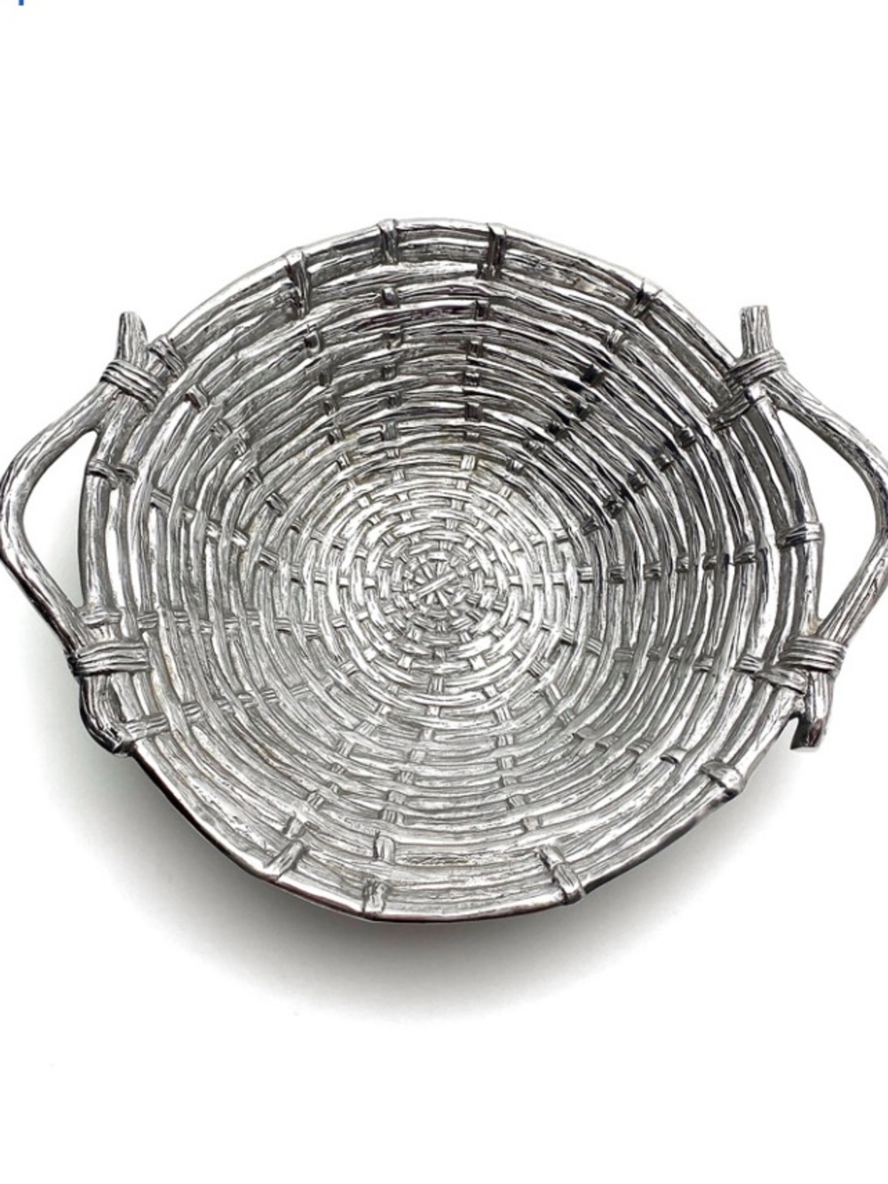 Mariposa Silver Woven Round Serving Bowl with Handles
